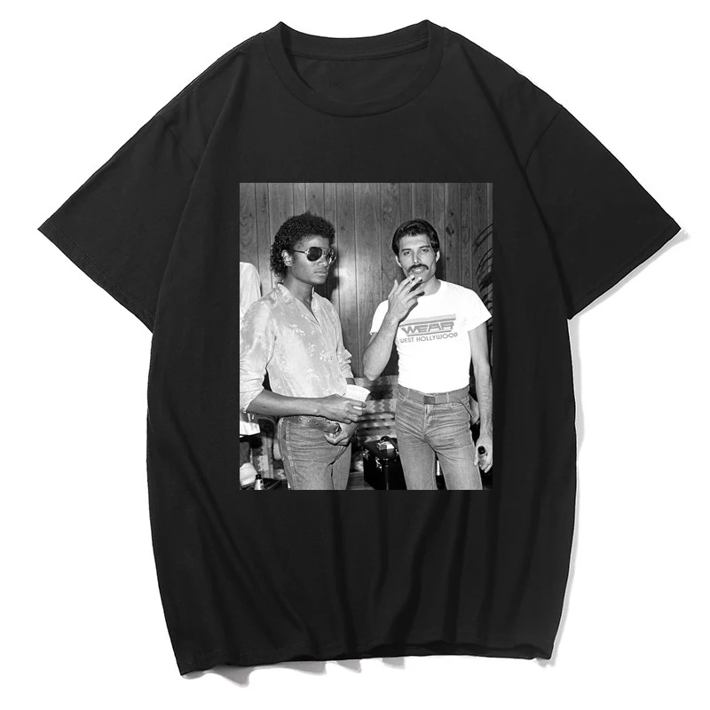 

2019 Freddie Mercury and Michael Jackson Black Short Sleeve T Shirt Casual harajuku T-Shirt Women Streetwear Fashion Camisetas