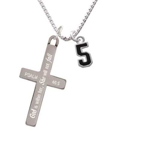 Black Number - 5 - She will not Fall - Cross Necklace (1)