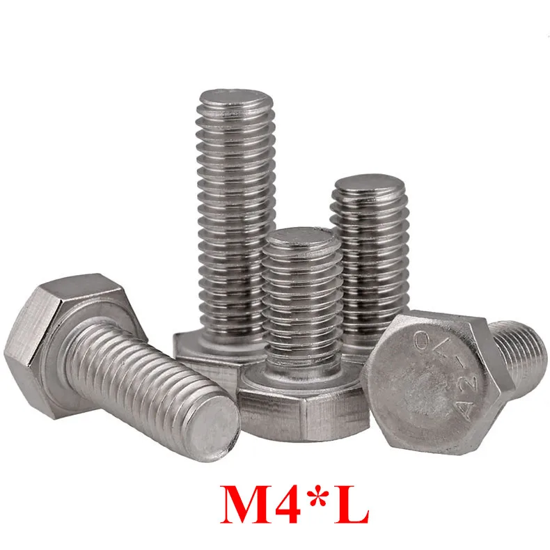 

100pcs M4*L Stainless steel External Hex Socket Head Screw 4mm Outer Hexagonal Screw Bolts DIN933