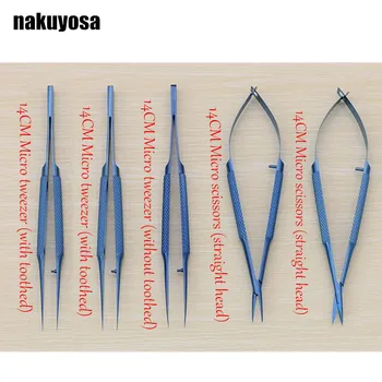 

14cm Titanium alloy ophthalmic microsurgical instruments Needle Holder Micro scissors Tweezers hand surgery 5pcs/set