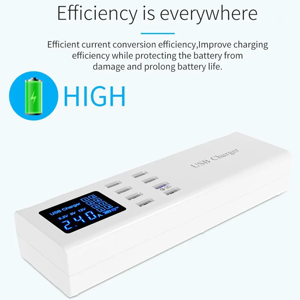 

Quick Charging Multiple USB QC3.0 Fast Charger Led Display Power Adapter