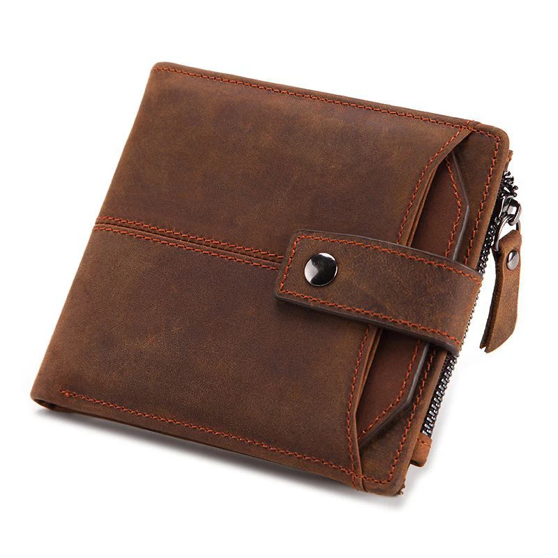 

New Cow Leather Wallet Men Coin Purse Small Male Clutch Wallet Hasp Mens Money Bag Card Holder Slim men's wallets zipper pocket