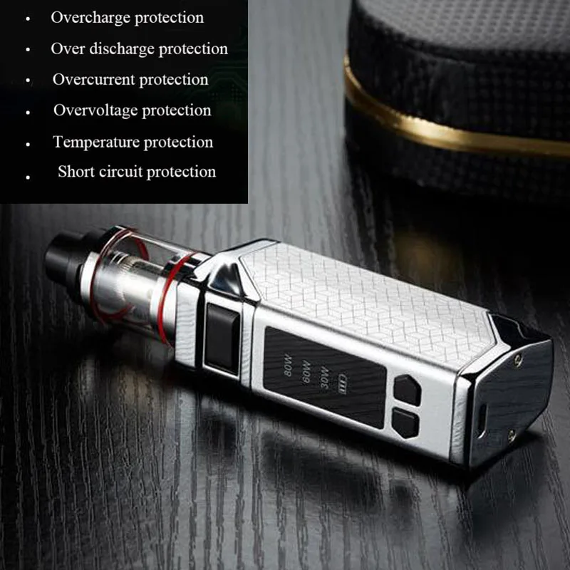 Electronic Cigarette 80W Adjustable Wattage Led Light Display Vape Mod Box Kit 2200mah 2.8ml Atomizer Tank Vaporizer Vapor