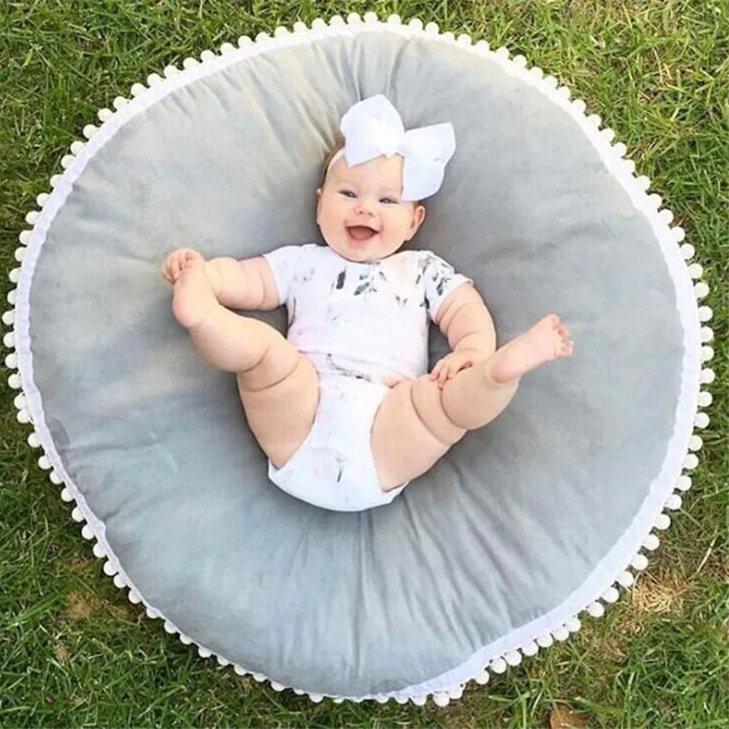 Pаспродажа Милый новорожденный детское одеяло хлопок мяч Фабри утолщенные Детский ковер мягкие детские круглый игровой коврик Детская комната украше...