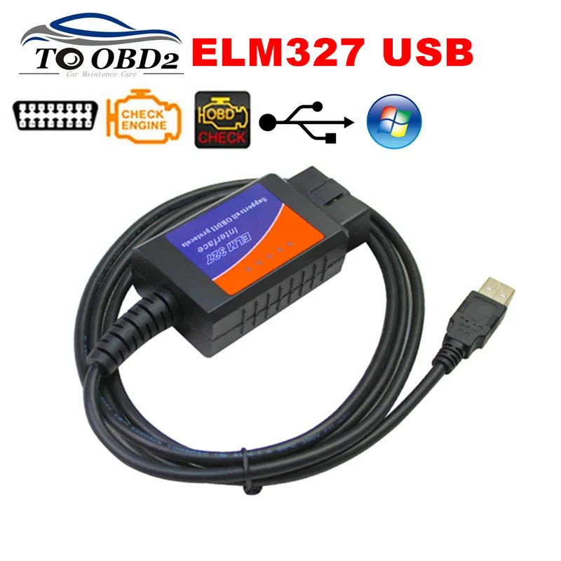 OBD2 диагностический инструмент ELM327 USB V1.5 Пластиковый Авто кабель интерфейс OBDII CAN-BUS Код считыватель ELM 327 1,5 Подключение к ПК