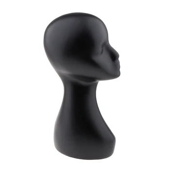 

ABS Female Mannequin Manikin Head Wig Jewelry Hat Cap Display Model Matte Black, 40cm