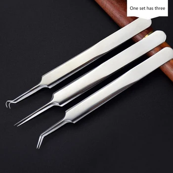

3 pcs/set Acne Needle Tweezers Blackhead Pimples Removal Pointed Bend Gib Head Face Skin Care Tools Comedone Acne Extractor