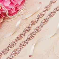 Yanstar Diamond Свадебный Пояс Кристалл тонкий пояс к свадебному платью розовое золото стразами свадебная поясок для свадебного платья XY947
