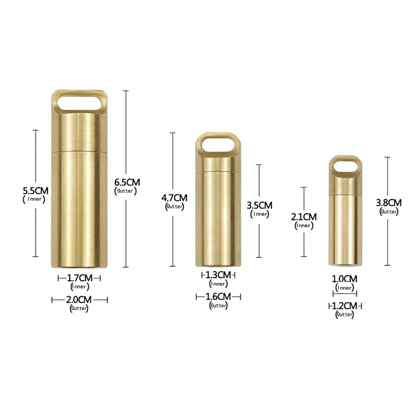 Капсула EDC уплотнение Бутылка Чистая медь водостойкий горшок выживания таблетки бутылка латунь Открытый Отдых Мини хранения аптечка