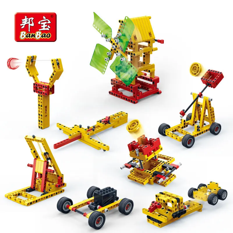 

BanBao Elastic Potential Energy Technic Gear Experiment Building Blocks Bricks Educational Toys Model 6920 Kids Children
