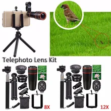 Комплект объективов 8/12X10 в 1, универсальный телеобъектив для камеры, бинокулярный широкоугольный микро объектив «рыбий глаз» для телефона, селфи-палка, веб-камера, крышка