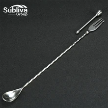 346 мм спиральный узор Нержавеющая сталь барная ложка с включен задний фонарь(коктейлей и вилка) для бара, для бармена панели инструментов