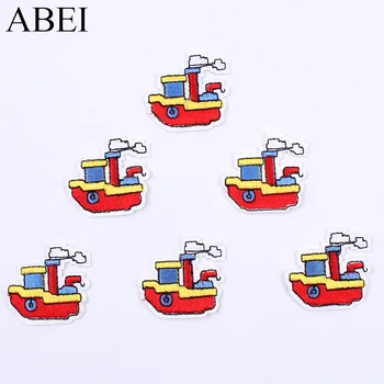 

10pcs/lot Cartoon Boat Patches Embroidery Iron On Cute Ship Sticker for Kids Garments Sew On vessel Motif Badge Jeans appliques