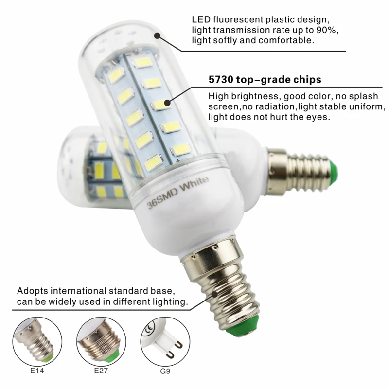 Светодиодный лампы E27 E14 220V SMD 5730 светодиодный светильник G9 24 36 48 56 69 72 светодиодный s кукурузы лампы, люстры для дома светильник ing светодиодный потолочный светильник