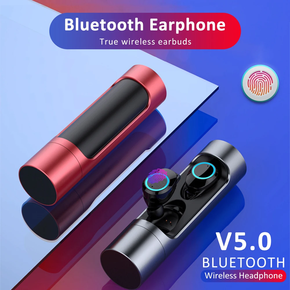 

Mini Tws Wireless Bluetooth Earphone 5.0 In-Ear Touch Control Surround Sound Stereo Earbud True Stereo Headset with Power Bank