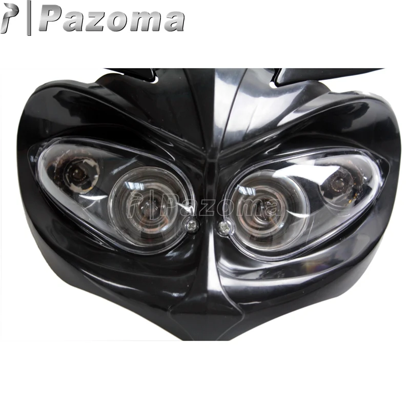 Pazoma черные велосипеды грязи Универсальные фары мотоцикл двойной спортивный налобный фонарь Supermoto для Suzuki GSXR600 GSXR750 2004 2005