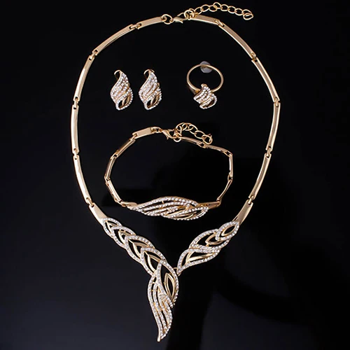 Комплект из колье серёг вечерние кольца с волнистыми вставками|necklace ice|earring necklace