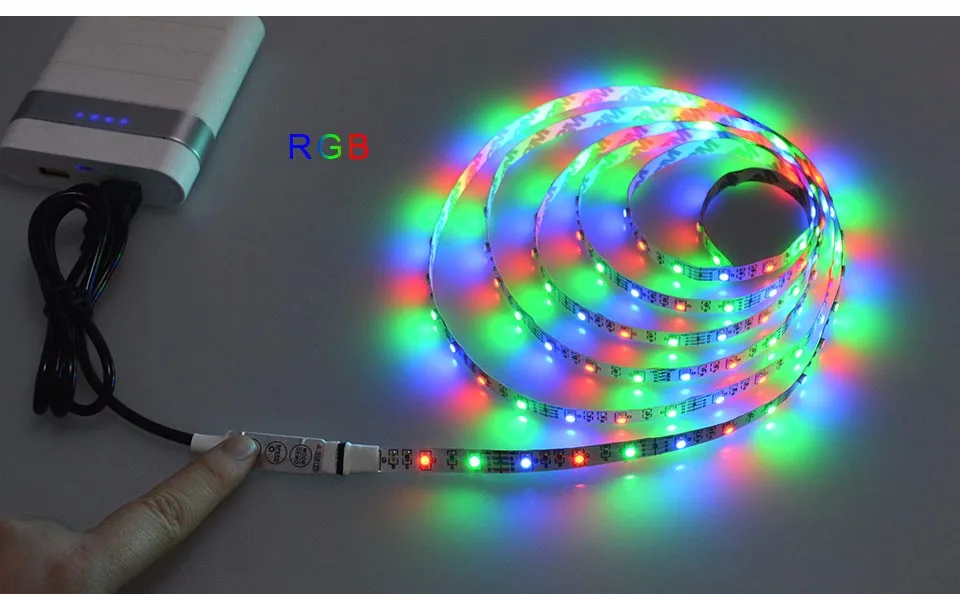 Водостойкая Лента USB RGB источник питания Светодиодная лента 3528/5050 SMD 50 100 200 см DC 5 В для ТВ фоновый светильник ing Book светильник