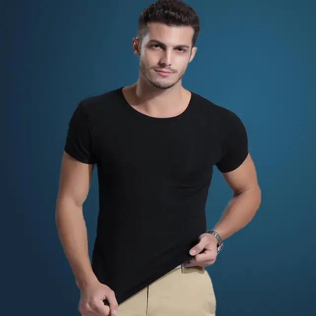 mens black stretch t shirt