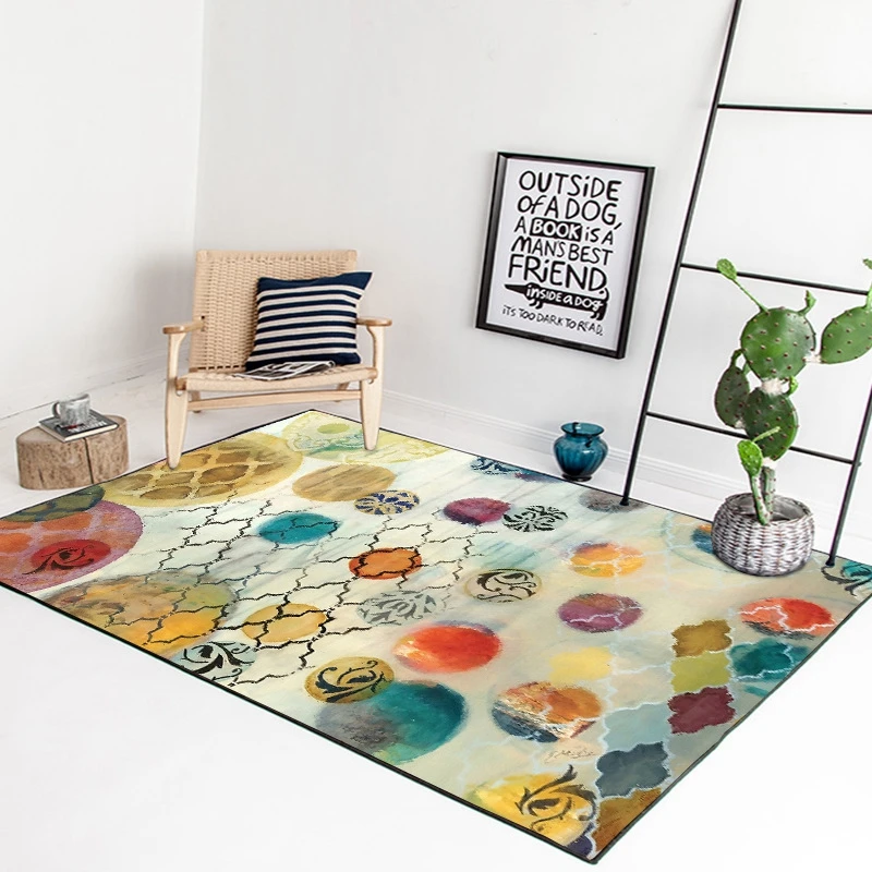 

Colorful Watercolor Geometric Printed Carpet For Living Room Area Rug Bedroom Decor Floor Mat Slipping Resistance Kitchen Tapete