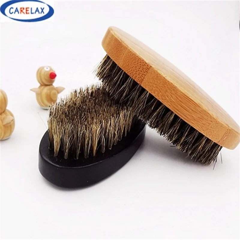 Wood Handle Natural Pigs On The Hair Beard Brush Facial Beard Cleaning