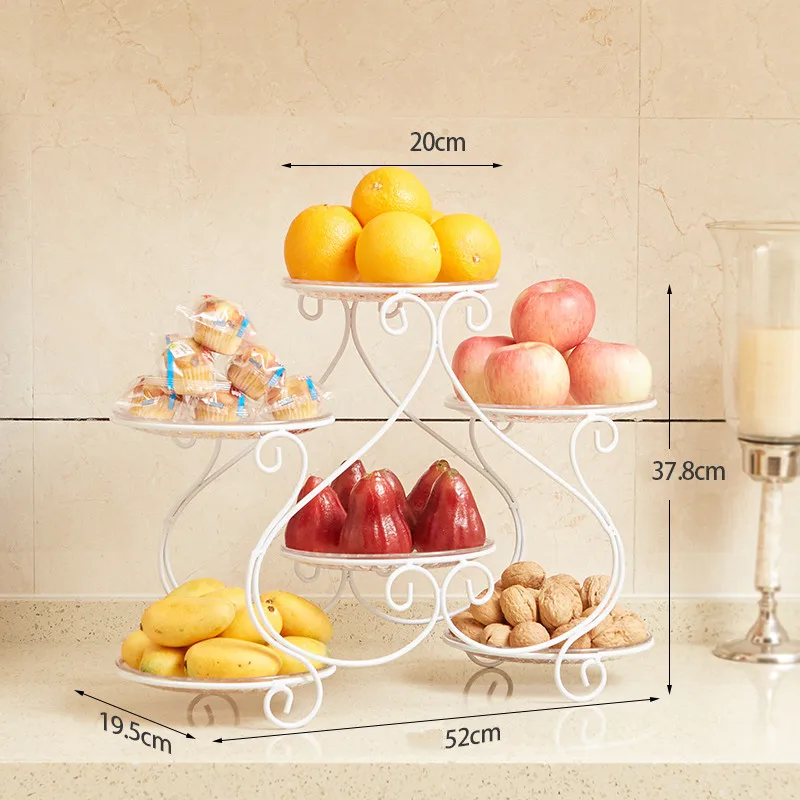 Креативная Современная Большая емкость металлическая гостиная миска для фруктов домашняя Шестигранная декоративная тарелка для фруктов десертный стол подставка для дисплея - Цвет: White