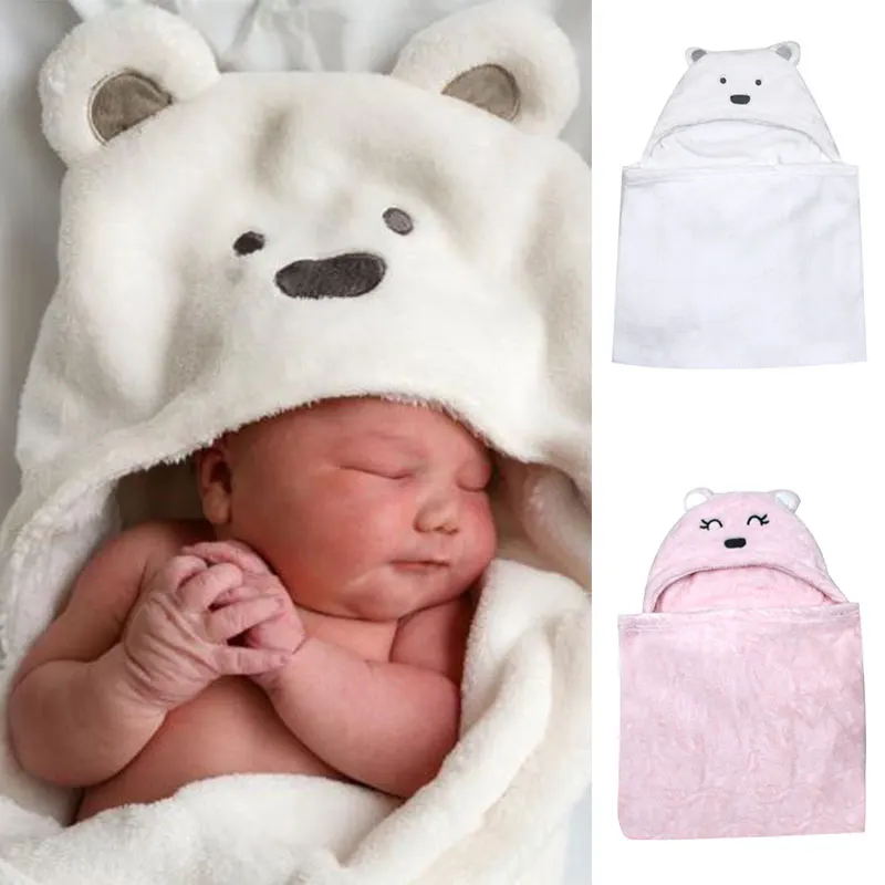 Bear shaped Baby Hooded Bathrobe Soft Infant Newborn Bath Towel Blanket