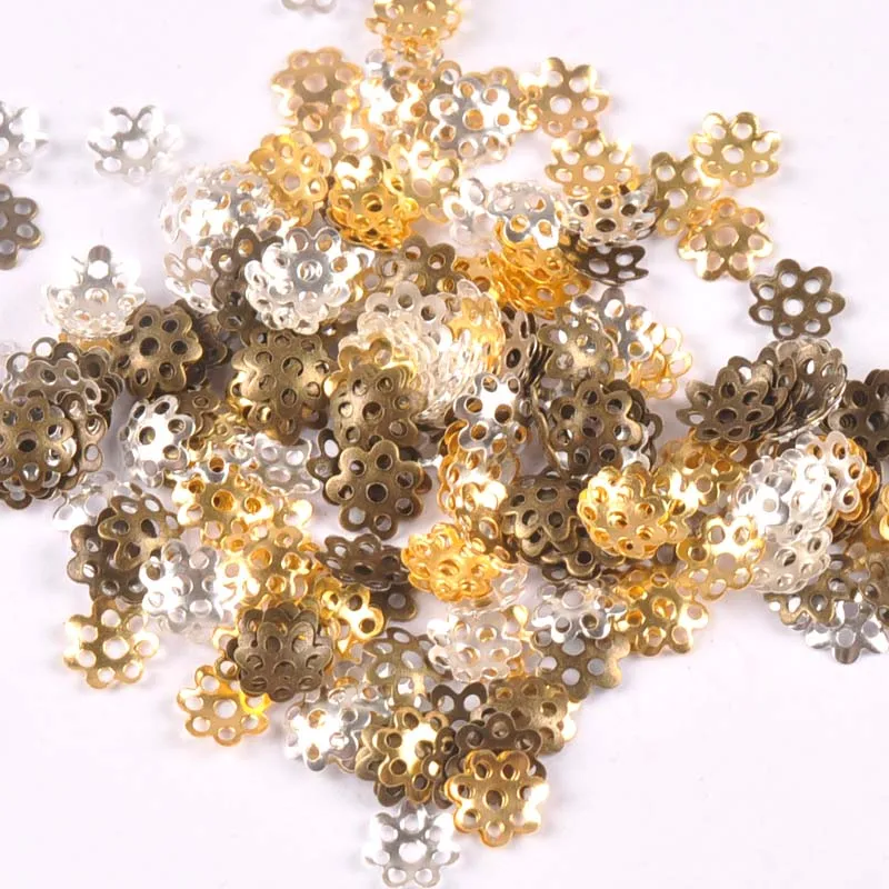 Gold/silver/Bronze 500Pcs Hollow Filigree Wraps Flowers Connectors Metal Crafts Embellishments For DIY Scrapbookings Home Decor