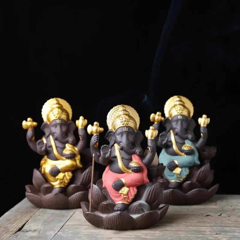 Лотос Индия Слон Ганеш Бог буддийский Будда обратного потока благовоний курильница палочка держатель домашний Чайный домик декор рукоделие