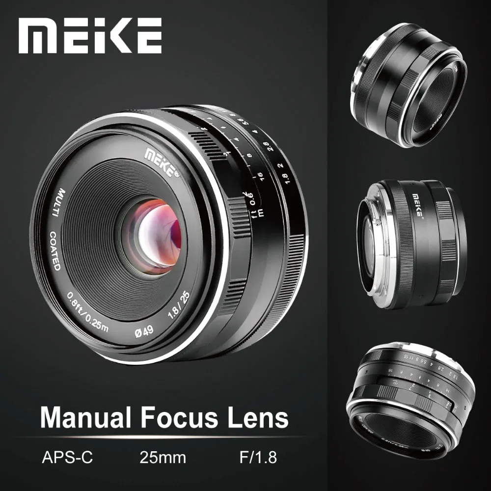 Meike 25 мм F1.8 Prime объектив APS-C широкоугольный руководство для sony E Mount/для M4/3 камер A7