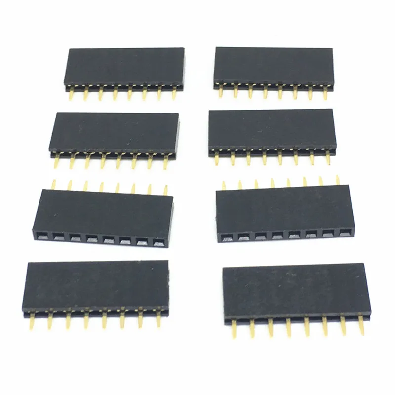 

100PCS 1x8 Single Row 8 Pins PCB Socket Female Header 2.54mm 8 Pin 8Pin 3mm Length of Pin DIY