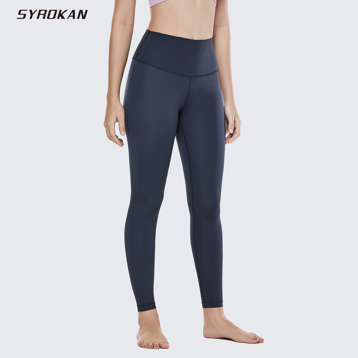 

SYROKAN Women's Hugged Feeling High Waist Running Workout Leggings with Pocket-25''
