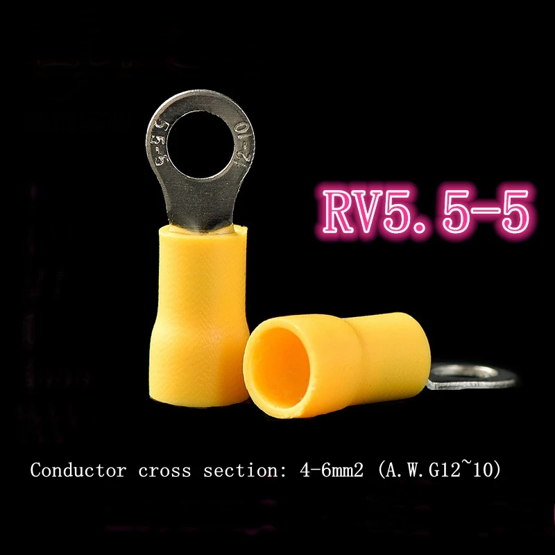 

RV5.5-5 pre-insulated terminal cold-pressed terminal block O-shaped round copper nose yellow