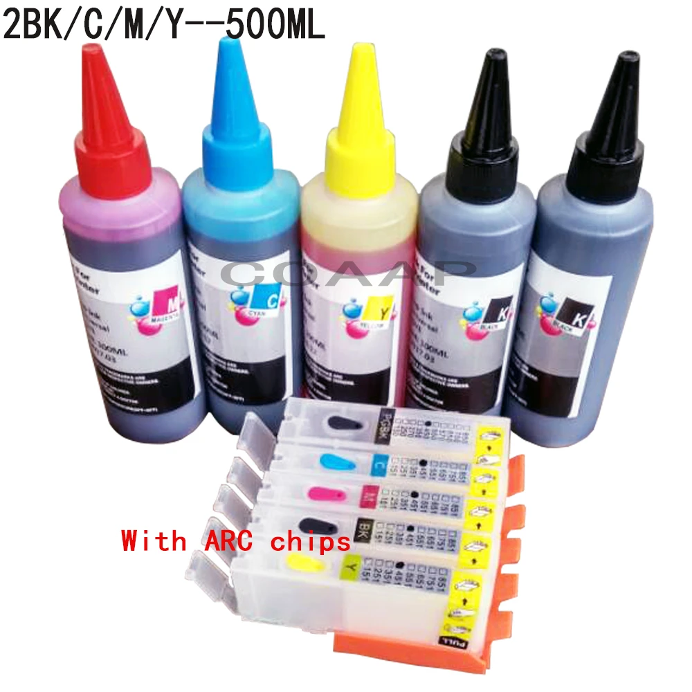 Canon Mx725 Mx925 Mg5450 Mg5450s Mg5550 Mg5650 Printer For Refillable Pgi450 Cli451 Ink Cartridge 500ml Dye Ink - Ink Cartridges -