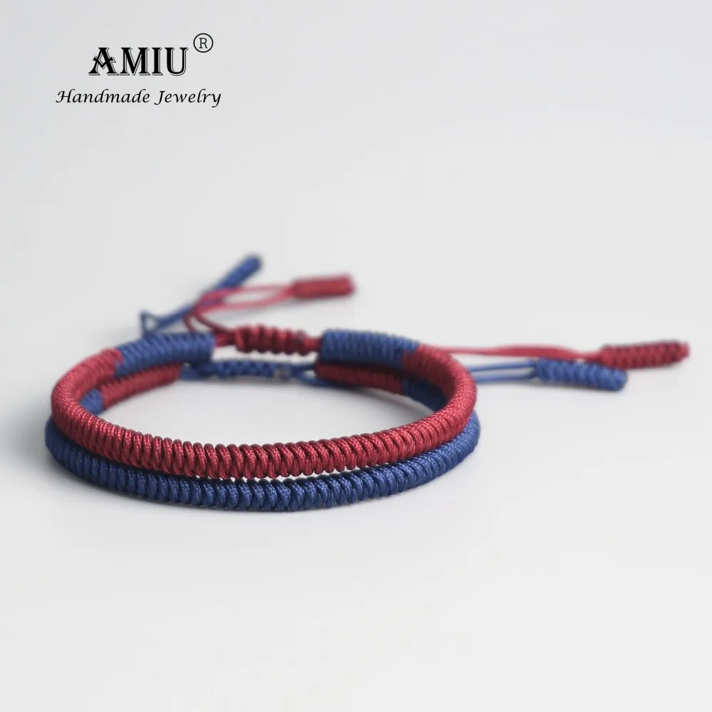 

AMIU 2pc Tibetan Buddhist Lucky Woven Tibetan Bracelets & Bangles For Women Men Handmade Knots Dingier Rope Wish Gift Bracelet