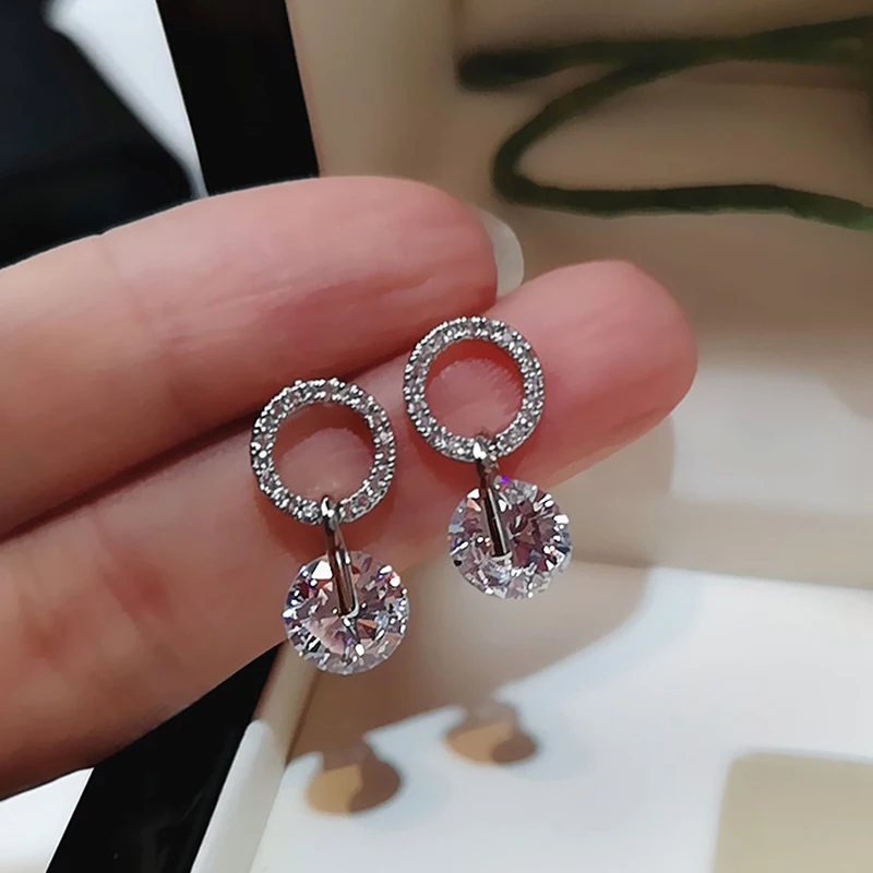 

Utimtree 925 Sterling Silver Jewelry Crystal Cubic Zirconia Stud Earrings Pure 925 Silver Earrings Brincos Pendientes de plata