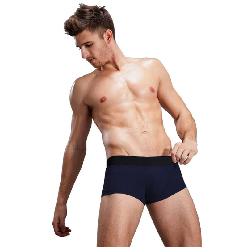 

Cotton boxer midsole solid color pants 3D three-dimensional design men's underwear free shipping