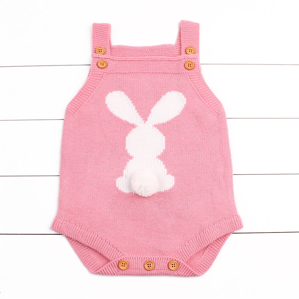 Newborn Baby Bodysuits Adorable Rabbit Pattern Girl Boy Knit Jumpsuits Toddler Infant Funny Onsie Fall Spring Outerwear Clothes