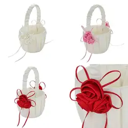 30 # модные свадебные пажа атласная лента искусственной розой для девочек в цветочек корзина вечерние Декор