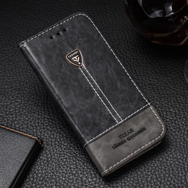 VIJIAR пестрый дизайн текстуры задняя крышка для телефона роскошный качественный Флип кожаный 5,5 'For Ulefone Tiger чехол - Цвет: Темно-серый