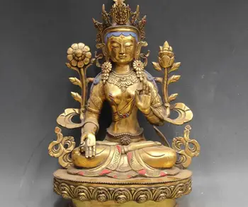 

China folk Temple copper bronze Bodhisattva White Tara Kwan-Yin Guan yin statue