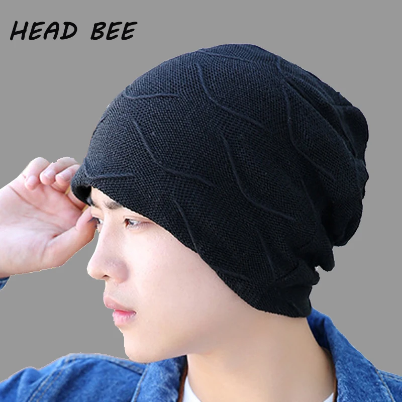 [HEAD BEE] 2018 Fashion Beanies Hat Adult Cotton Winter Cap Men Knitted