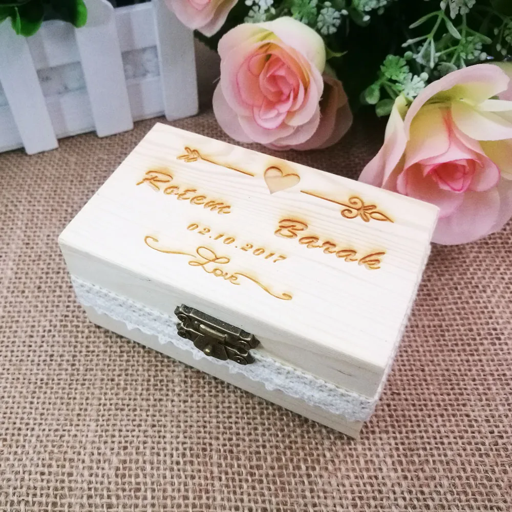 Personalized Wedding Ring Box. Wooden Ring Holder,Rustic Ring Bearer. Romantic Box,Custom Rustic Wedding Ring Box1