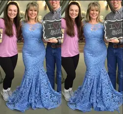 Новый светло голубой Мать платье на свадьбу со шнуровкой Meramid Платья для особых случаев с SweepTrain Совок средства ухода за кожей Шеи