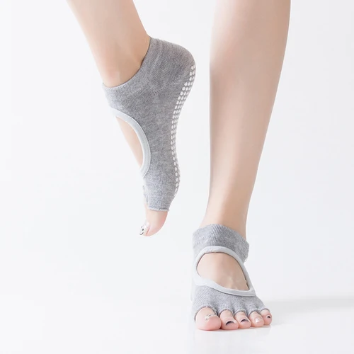 여성용 100% 코튼 스포츠 양말, 미끄럼 방지, 누출 방지, 다섯 손가락 발가락, 통기성 양말 3