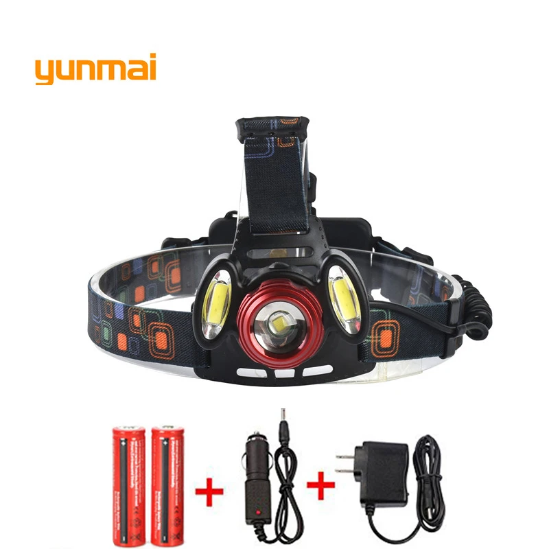 

8000 Lumen XM-L T6+2COB LED Rechargeable Head Torch 4Mode Headlamp Flashlight Head Light+2x 18650 Batteries US/EU/AU/UK Charger