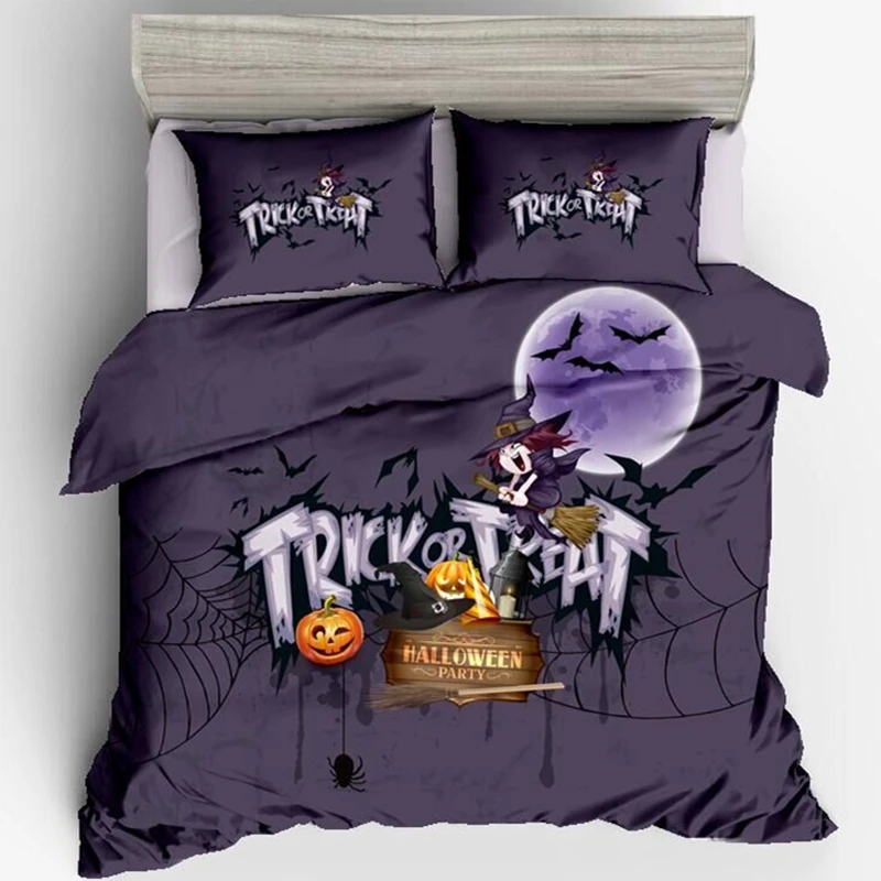 Halloween Holiday Bedroom Decor Duvet Cover Pillowcase Set Single