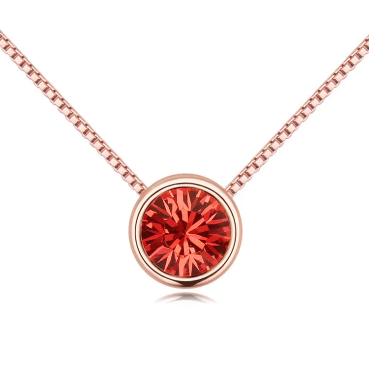Malanda модный бренд круговой кулон круглый кристалл от Swarovski массивные ожерелья для женщин Свадебная вечеринка ювелирные изделия подарок - Окраска металла: lotus red