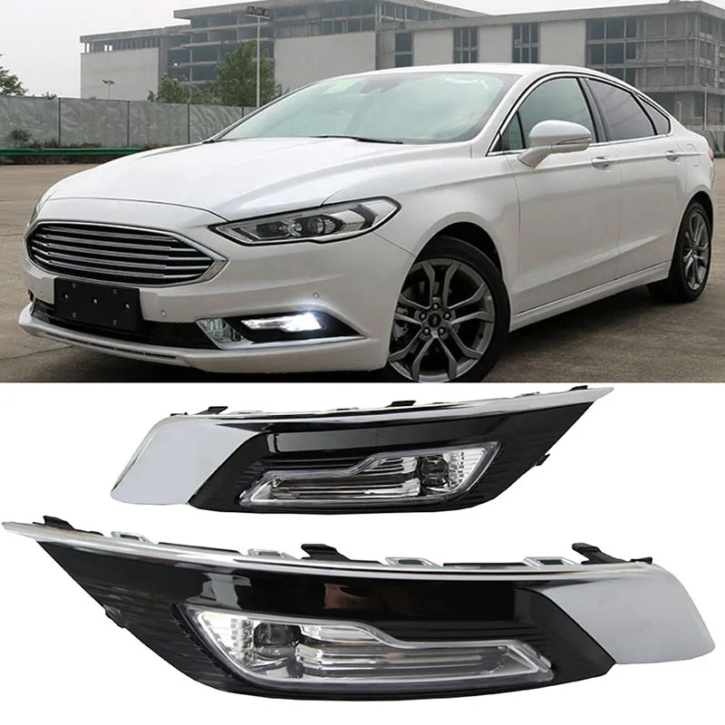 2 pc of LED Fog Lamp Assembly For Ford Fusion 2018 DRL daytime running light for Ford Mondeo car styling LED Daylight Kalaite 
