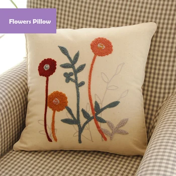 

Handmade Embroidery Cushion Cusion Almofada Decorativa Cushions On The Chairs Decorative Throw Flower Pillows Pillowcases 7D239